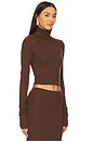 view 2 of 4 Cropped Fitted Turtleneck Top in Chocolate