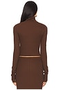 view 3 of 4 Cropped Fitted Turtleneck Top in Chocolate