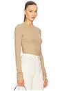 view 2 of 4 Long Sleeve Fitted Top in Taupe