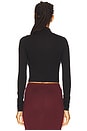 view 3 of 4 Cropped Fitted Turtleneck Soft Jersey Top in Black