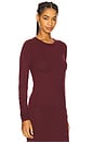 view 2 of 4 Fitted Crewneck Long Sleeve Soft Jersey T-Shirt in Oxblood