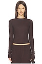 view 1 of 4 Long Sleeve Fitted Top in Espresso