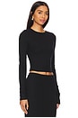 view 2 of 4 Cropped Long Sleeve Fitted Top in Black