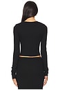 view 3 of 4 Cropped Long Sleeve Fitted Top in Black
