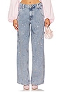 view 1 of 6 Higg Rhinestone Jeans in Lake Blue