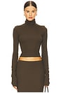 view 1 of 4 Cropped Fitted Turtleneck Top in Moss