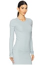 view 2 of 4 Long Sleeve Fitted Top in Dusty Blue