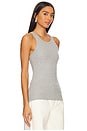 view 2 of 4 High Neck Fitted Tank Top in Heather Grey