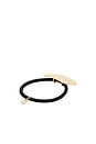 view 2 of 2 Shiny Square Hair Tie in Gold & Black