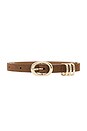 view 3 of 3 Classic Skinny Belt Belt in Mocha Suede & Gold