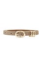 view 3 of 3 Classic Skinny Belt Belt in Shiitake Suede & Gold