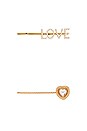 view 2 of 3 Love Heart Hair Pin Set in Gold