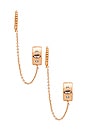 view 2 of 3 Double Piercing Chain Hoop Earrings in Gold