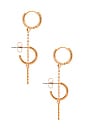 view 3 of 3 Double Piercing Chain Hoop Earrings in Gold