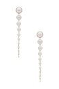 view 1 of 2 Long Beaded Pearl Drop Earrings in Pearl
