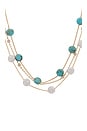 view 2 of 2 COLLAR SUPERPUESTO DRESSED IN TURQUOISE & PEARLS in Turquoise