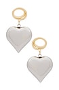 view 1 of 2 PENDIENTE MIXED METAL PUFFY HEART DANGLE in Gold & Silver