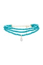 view 1 of 2 Triple Strand Statement Necklace With Pearl Dangle in Turquoise