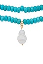 view 2 of 2 Triple Strand Statement Necklace With Pearl Dangle in Turquoise