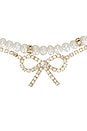 view 2 of 2 Bow And Pearl Layered Choker in Pearl & Gold