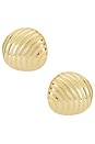 view 1 of 2 Textured Lines Dome Earrings in Gold