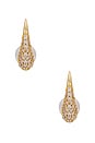 view 3 of 3 Hooked Pave And Pearl Earrings in Gold
