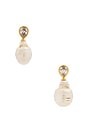 view 1 of 2 Single Pearl Drop Earrings in Clear Crystal & Gold