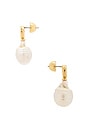 view 2 of 2 Single Pearl Drop Earrings in Clear Crystal & Gold