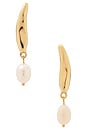 view 1 of 2 Liquid Lux Pearl Drop Earrings in Pearl & Gold