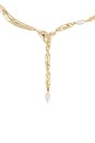 view 2 of 3 Liquid Melt And Pearl Lariat Necklace in Clear Crystal & Gold