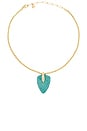 view 1 of 3 Twisted Turquoise Statement Pendant Necklace in Turquoise & Gold
