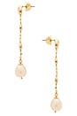 view 2 of 2 Pearl And Crystal Linear Earrings in Clear Crystal & Gold