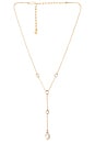 view 1 of 2 Dripping Crystal Lariat Necklace in Clear Crystal & Gold