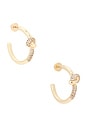 view 1 of 3 Pave Love Knot Hoops in Gold