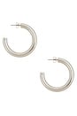 view 2 of 3 Medium Thick Classic Hoops in Rhodium