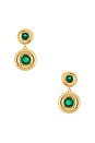 view 1 of 2 Gypsy-set Crystal Earrings in Green & Gold