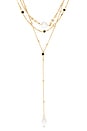 view 2 of 3 Forever Falling Pearl Lariat Necklace in Black & Gold