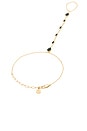 view 3 of 3 Dripping Crystal Hand Chain in Black & Gold