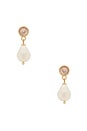 view 1 of 2 Simple Pearl Drop Earrings in Pearl & Gold
