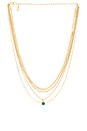 view 1 of 3 All The Chains Layered Necklace in Emerald Crystal & Gold