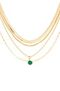 view 2 of 3 All The Chains Layered Necklace in Emerald Crystal & Gold