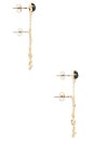 view 2 of 3 PENDIENTES VISTOSOS DOUBLE PIERCING BLACK STONE in Black Stone & Gold