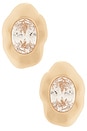 view 1 of 2 PENDIENTES DE TACHUELA MOLTEN GLOW STUDS in Clear Crystal & Gold