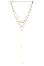 view 1 of 3 Molten Layered Lariat Necklace in Clear Crystal & Gold