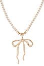 view 2 of 3 Pave Bow Tennis Necklace in Clear Crystal & Gold