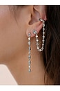 view 2 of 3 Ear Cuff Crystal Chain Stud in Clear Crystal & Silver