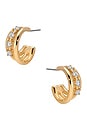 view 2 of 4 Mini Gleam Hoop Earrings in Clear Cystal & Gold