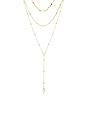 view 2 of 3 COLLAR LARIAT MULTI-CHAIN PEARL LARIAT NECKLACE in Acrylic Pearl & Gold