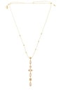 view 1 of 3 Crystal Drop Cord Necklace in Cream & Gold