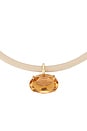 view 2 of 3 Oval Pendant Cord Necklace in Cream & Gold